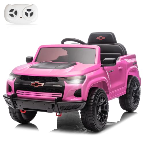Power Wheels 12V Licensed Chevrolet Colorado Electric Ride on Car for Kids, Pink
